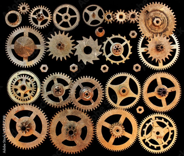 Fototapeta Mechanical cogs gears wheels