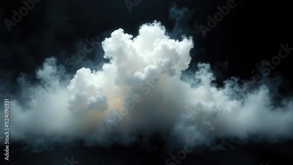 Obraz Smoky fire effects. Spectacular cloud of white smoke gently billowing on a solid black scene, preserving pristine clarity and softness, no noise, ultra-clear 4K detail, UHD.