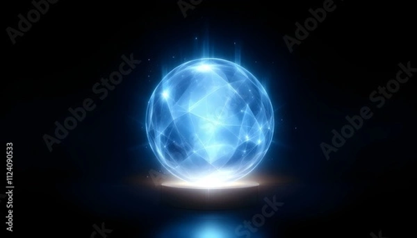 Obraz crystal, ball, glowing, aura, mystical, dark, background, isolated, magical, ethereal, mysterious, fantasy, sphere, enchanted, radiant, luminous, glass, orb, spiritual, witchcraft, fortune, divination