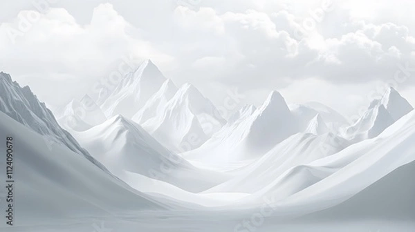 Fototapeta Serene White Mountains Under a Cloudy Sky