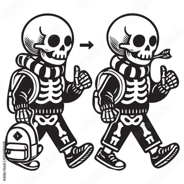 Obraz Skeleton Carrying a Backpack vector