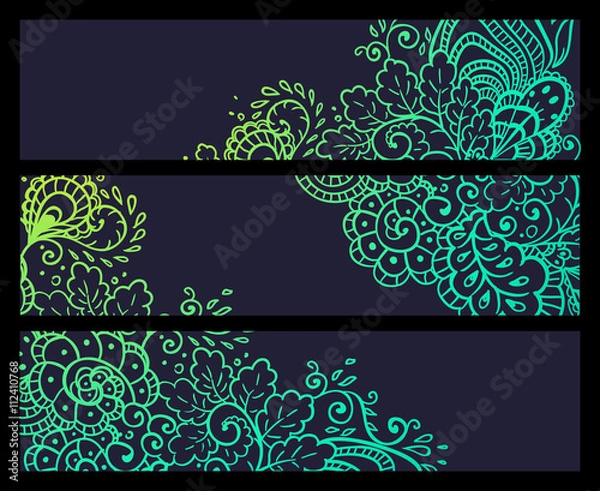 Fototapeta vector floral backgrounds set