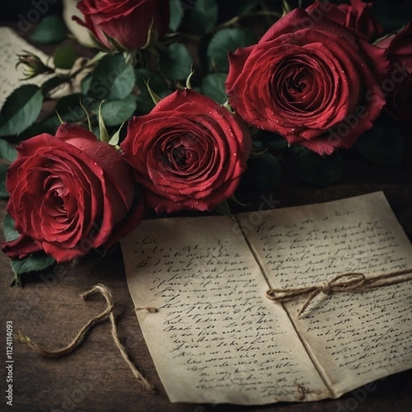 Fototapeta Write a love letter inspired by a bouquet of roses.
