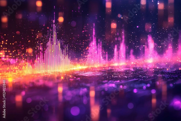 Fototapeta Vibrant Light Streaks Dance, Shimmering, Glowing Brightly in Abstract Scene