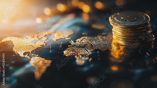 Fototapeta Abstract business Financial charts show a significant increase in profits in the stock market.This is driven by higher interest rates and continued growth. In the innovation world network of financial