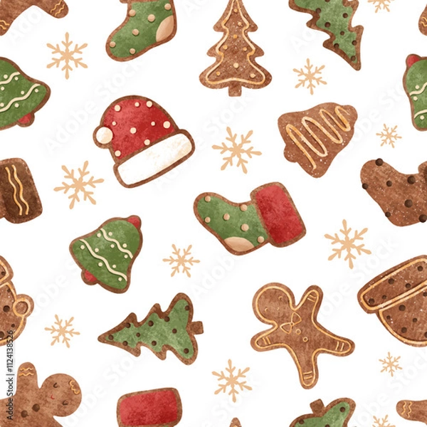 Obraz Joyful Winter and Christmas Seamless Pattern