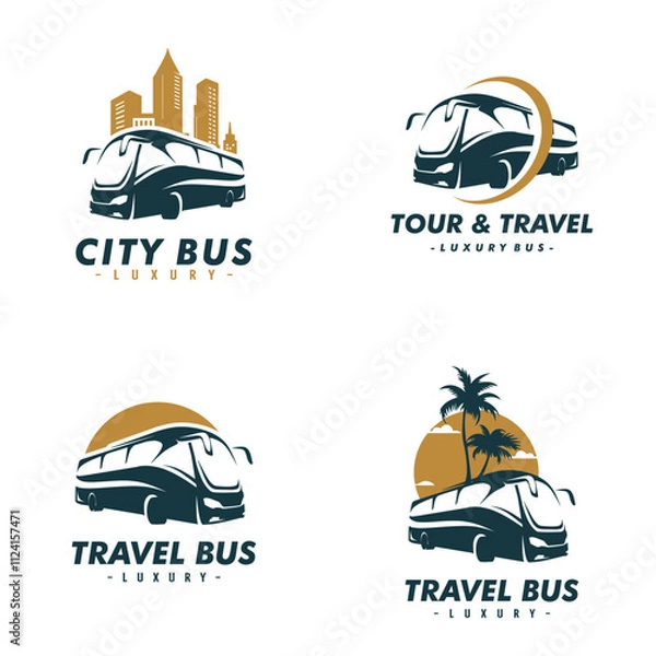 Fototapeta Set of tourist bus logo