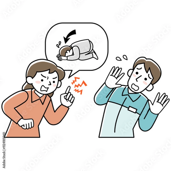 Obraz 女性客からカスハラを受ける男性スタッフ