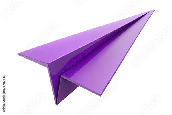 Fototapeta purple paper plane 3d render icon isolated on  background