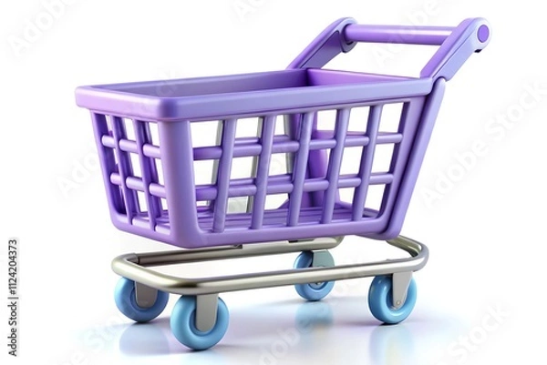 Fototapeta purple with blue shopping cart 3d render icon isolated on white background 