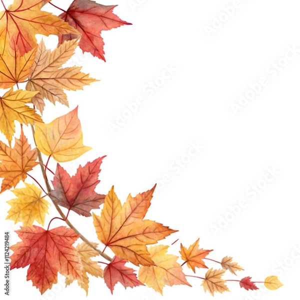 Fototapeta Goldener Herbst: Fallende, bunte Blätter