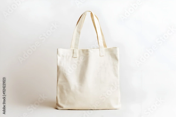 Fototapeta Reusable fabric tote bag mock up with customizable blank space on white, isolated on a white background, copy space for text