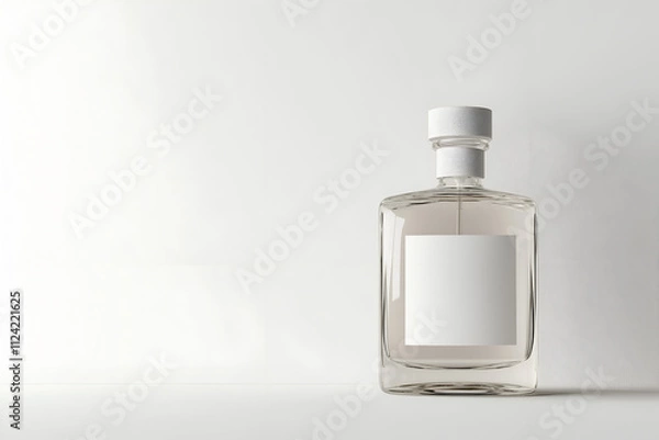 Fototapeta Mock up of a perfume bottle with a blank label, isolated on a white background, copy space for text