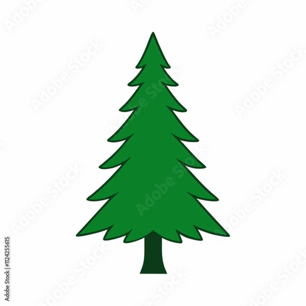 Fototapeta Colorful festive tree vector art design. Christmas tree green shapes silhouette art, Holiday Elements illustration