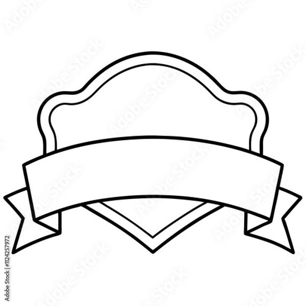 Obraz Ribbon banner shape outline. Creative symbol outline design silhouette, Ribbon outline elements illustration