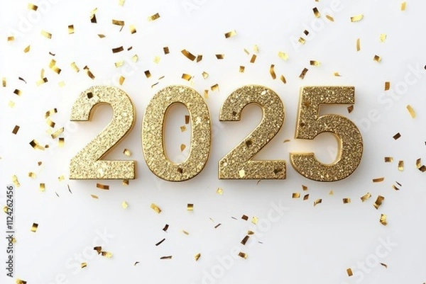 Fototapeta New year 2025 background confetti numbers.