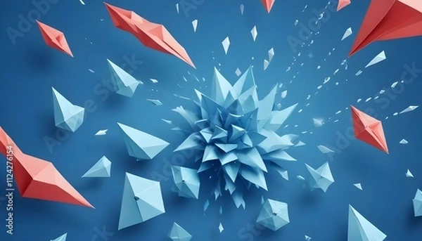 Obraz Clear Plain Shiny Warm Soft Vintage Bokeh Cloudy Wave Like Geometric Blue Background or Texture