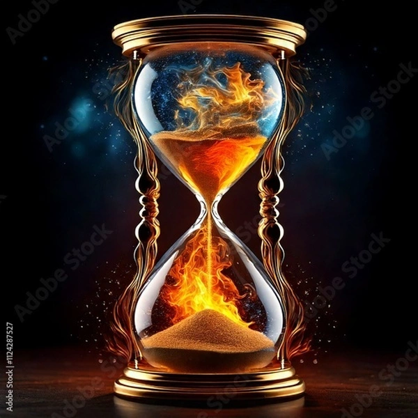 Fototapeta Elemental Hourglass: A Dance of the Elements, Generated AI