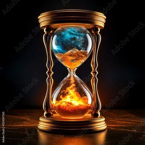 Fototapeta Elemental Hourglass: A Dance of the Elements, Generated AI