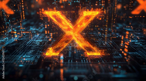 Obraz Glowing X: Digital Inferno