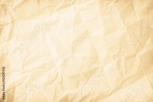 Obraz Crumpled brown paper texture background for design with copy space for text or image.	
