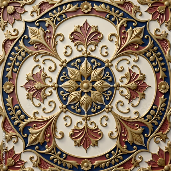 Obraz A decorative ceiling tile with a floral design, intricate and detailed