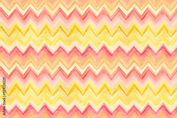 Obraz Yellow and pink watercolor chevron pattern