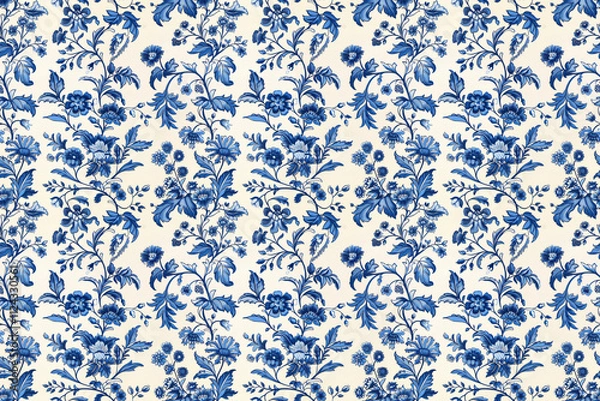 Obraz Blue and white chinoiserie pattern