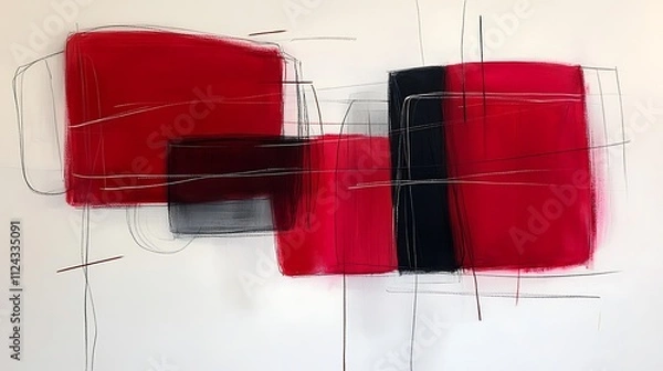 Fototapeta Abstract Red Black and White Canvas Painting
