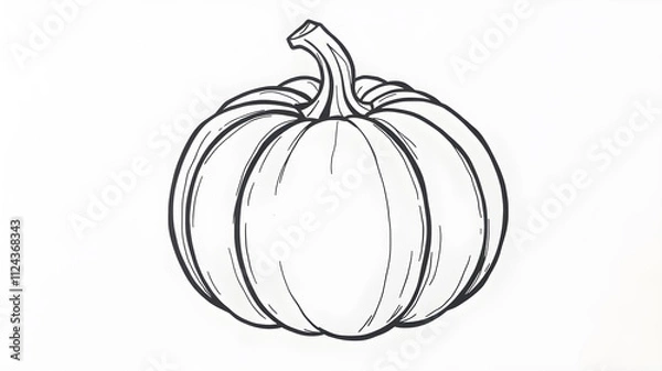 Fototapeta Pumpkin Drawing on White Background. Generative AI