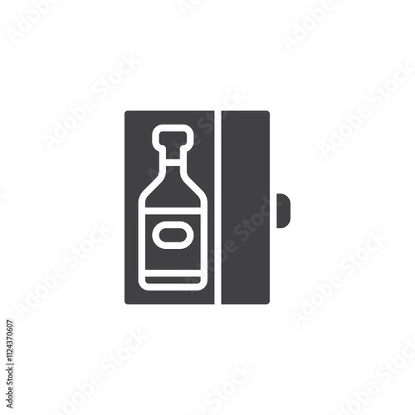 Fototapeta Box with wine bottle vector icon