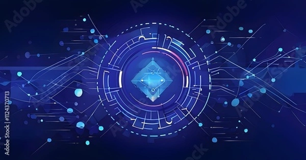 Fototapeta artificial intelligence, lines, dots and pattern in vibrant hues