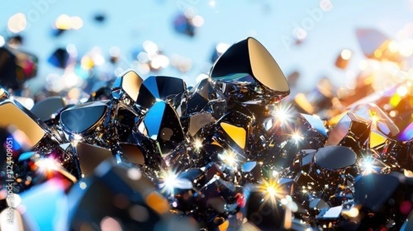 Fototapeta Shimmering Crystal Gems with Colorful Reflections in Soft Light