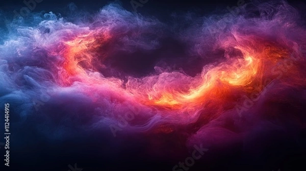 Fototapeta Vibrant Swirling Vortex of Purple and Red Smoke Abstract Art on Black Background