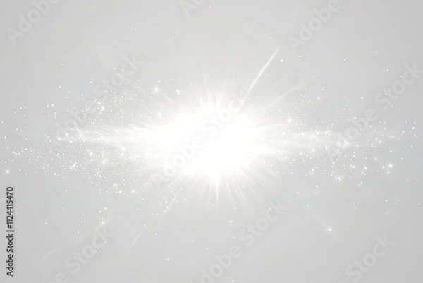 Fototapeta Bright sunburst with sparkling effects on neutral background