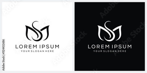 Fototapeta initial letter MS flower logo design graphic vector illustration