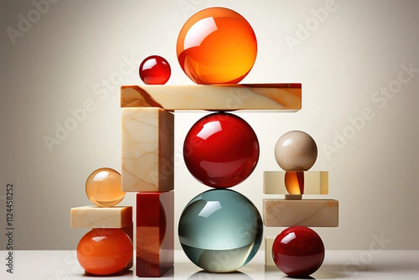 Obraz Amazing There is a ball and a rock on a white surface