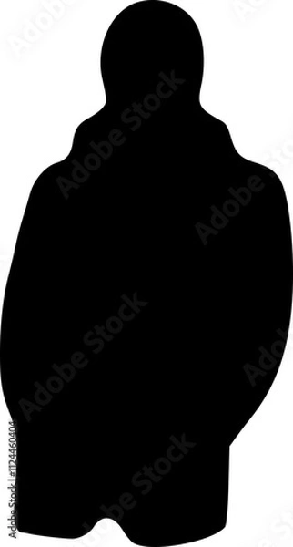 Fototapeta The male figure of a person stands. Black silhouette on a white background. Vector image.
