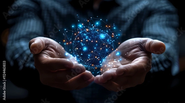 Fototapeta Global Network in Hands 