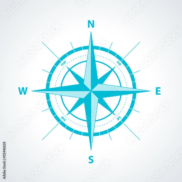 Obraz Simple wind rose isolated vector illustration.