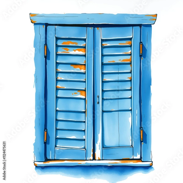 Obraz Blue wooden window