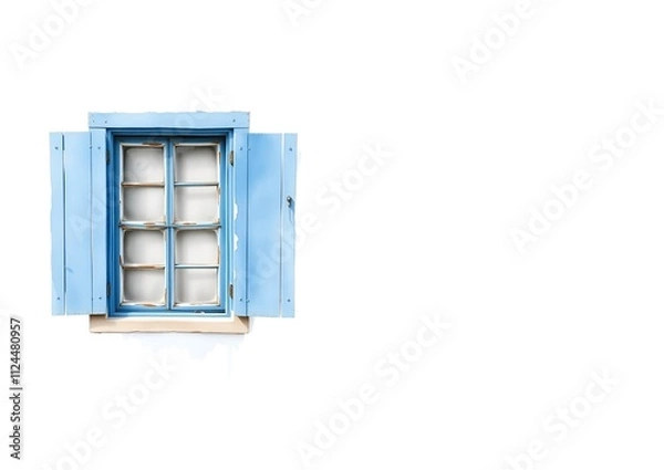 Obraz old blue window on wall