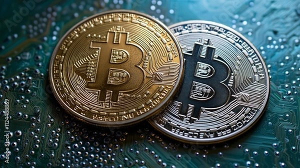 Obraz Secure global financial networks utilizing blockchain technology facilitate transactions involving cryptocurrencies such as Bitcoin and Ethereum, revolutionizing the digital exchange landscape. 
