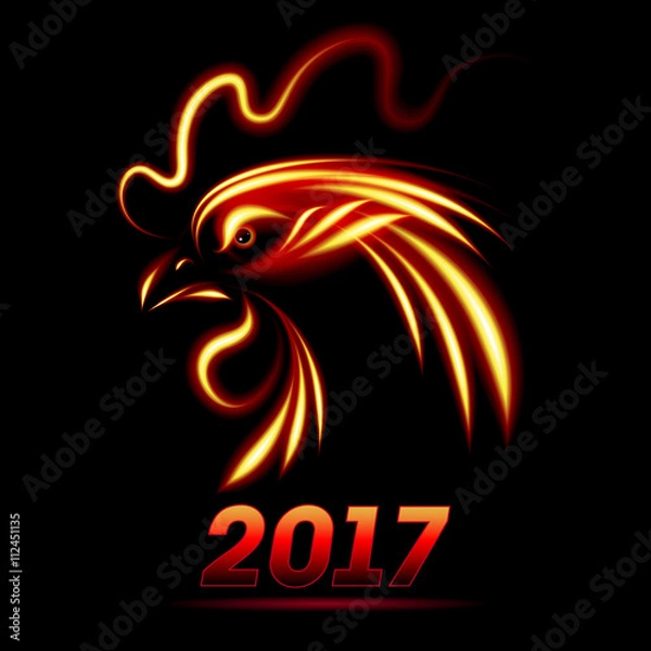 Obraz Fiery rooster image. Symbol of 2017 by the Chinese calendar