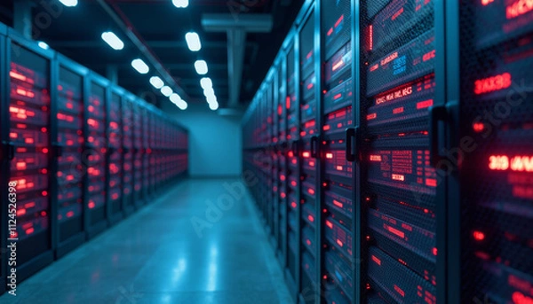 Obraz Massive Data Center with Glowing Servers