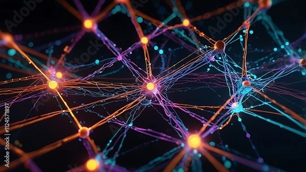 Fototapeta Abstract Neural Network Illuminated Connections