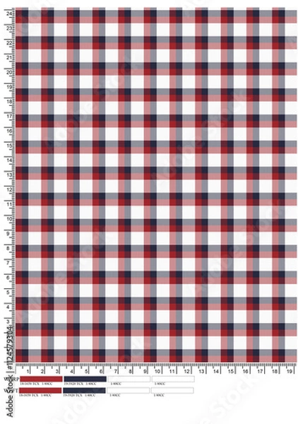 Fototapeta Plaid fabric pattern, blue, brown, cream, seamless for textiles, and for designing clothes, skirts or decorative fabrics. Vector illustration.