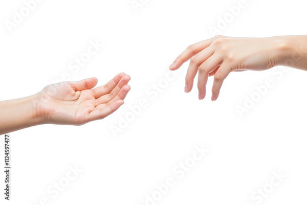 Fototapeta Two hands white background relaxed extended skin tones gestures