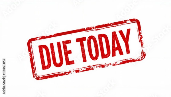 Fototapeta Red due today stamp on a white background