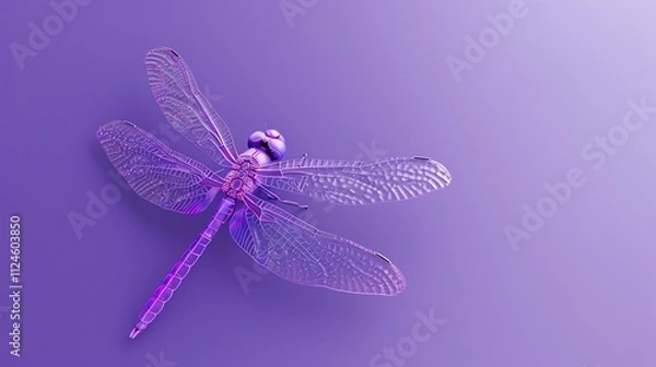 Obraz A purple dragonfly with translucent wings on a purple background.